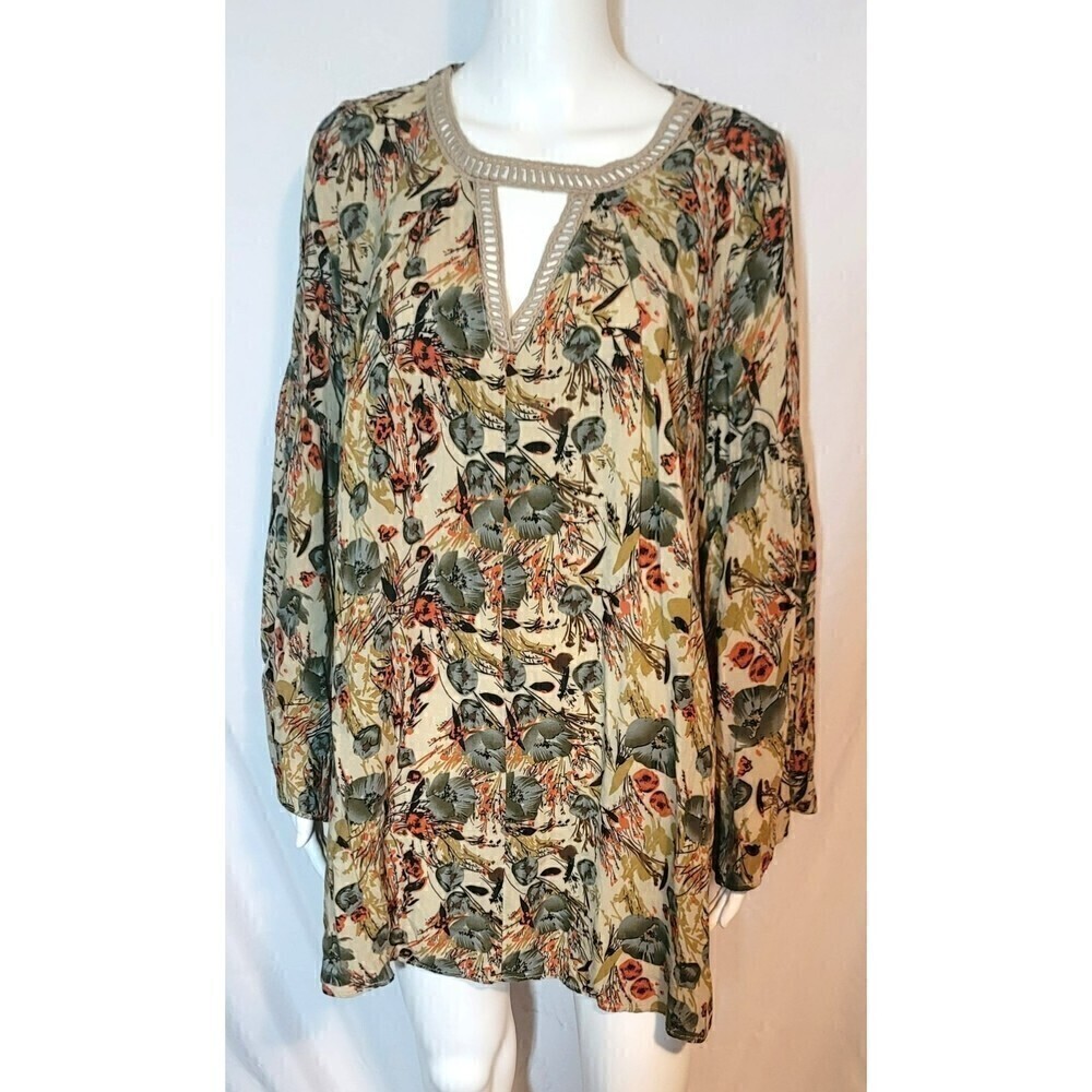Umgee Mini Dress/Tunic Crochet Trimmed Neck - Size S